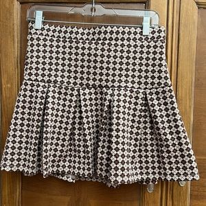 Brown Argyle Print Skirt